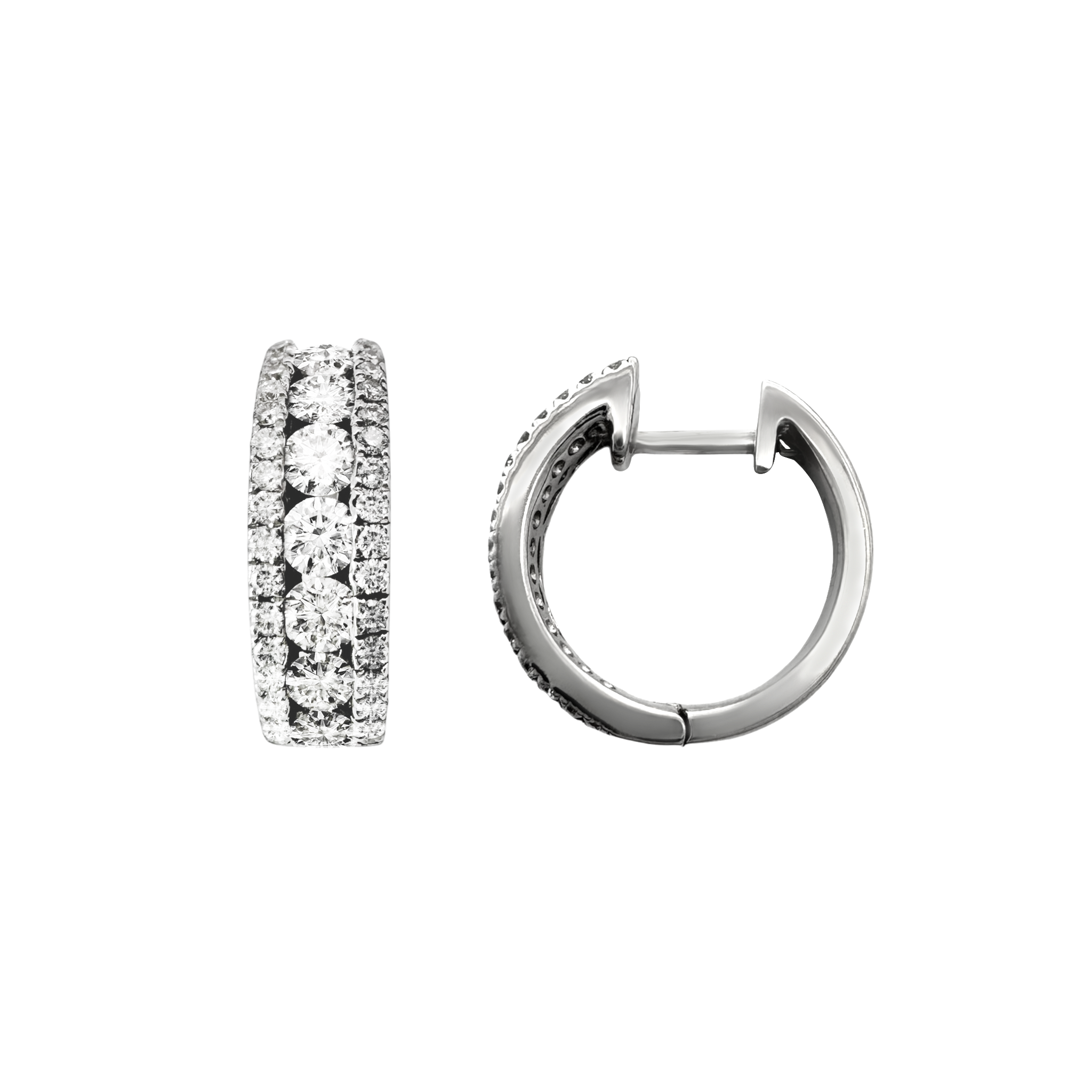 14K White Gold Diamond Small Hoop Earrings 3.5Dwt