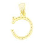 10K Yellow Gold Cubic Zirconia Letter "C" Pendant 0.5Dwt