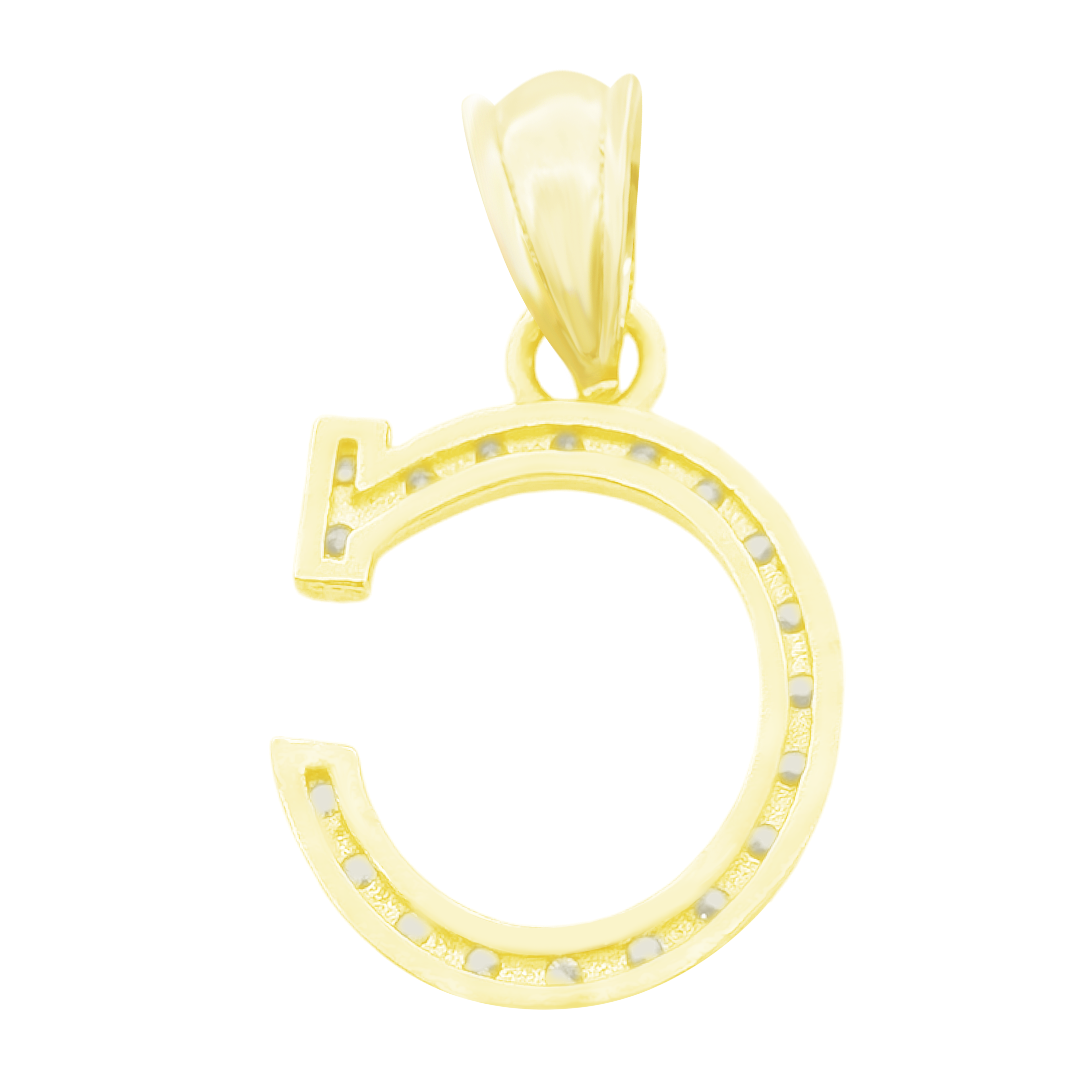 10K Yellow Gold Cubic Zirconia Letter "C" Pendant 0.5Dwt