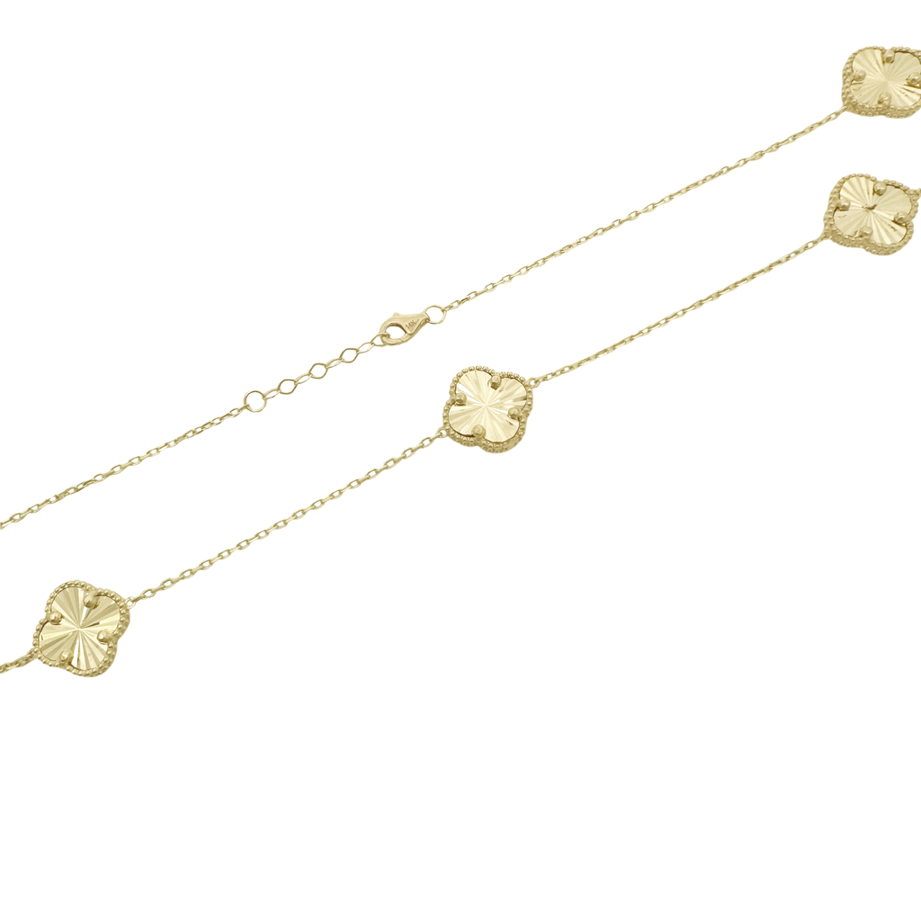 14K Yellow Gold Flowers Necklace 17In 7.0Dwt