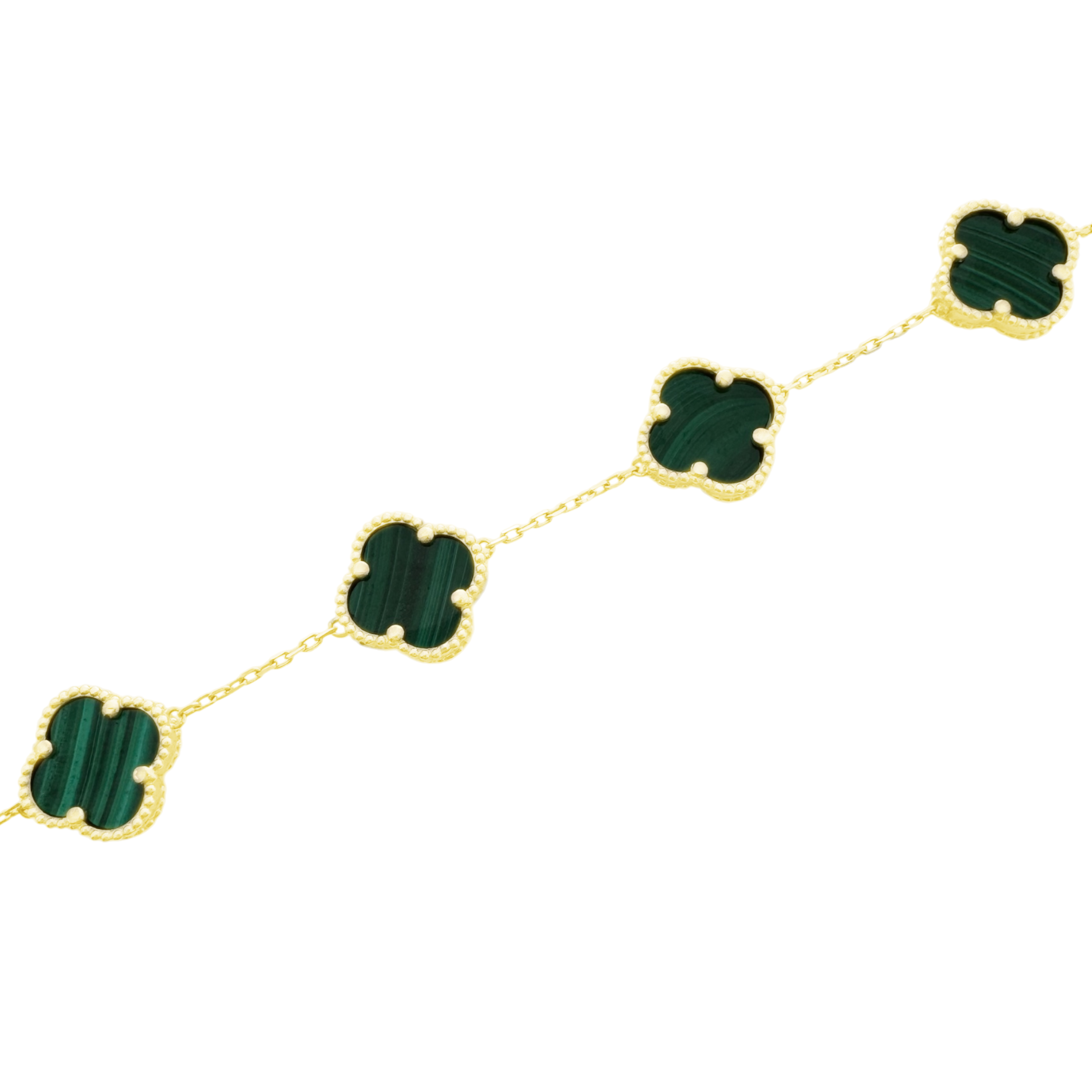 14K Yellow Gold Green Flower Bracelet 7In 4.3Dwt