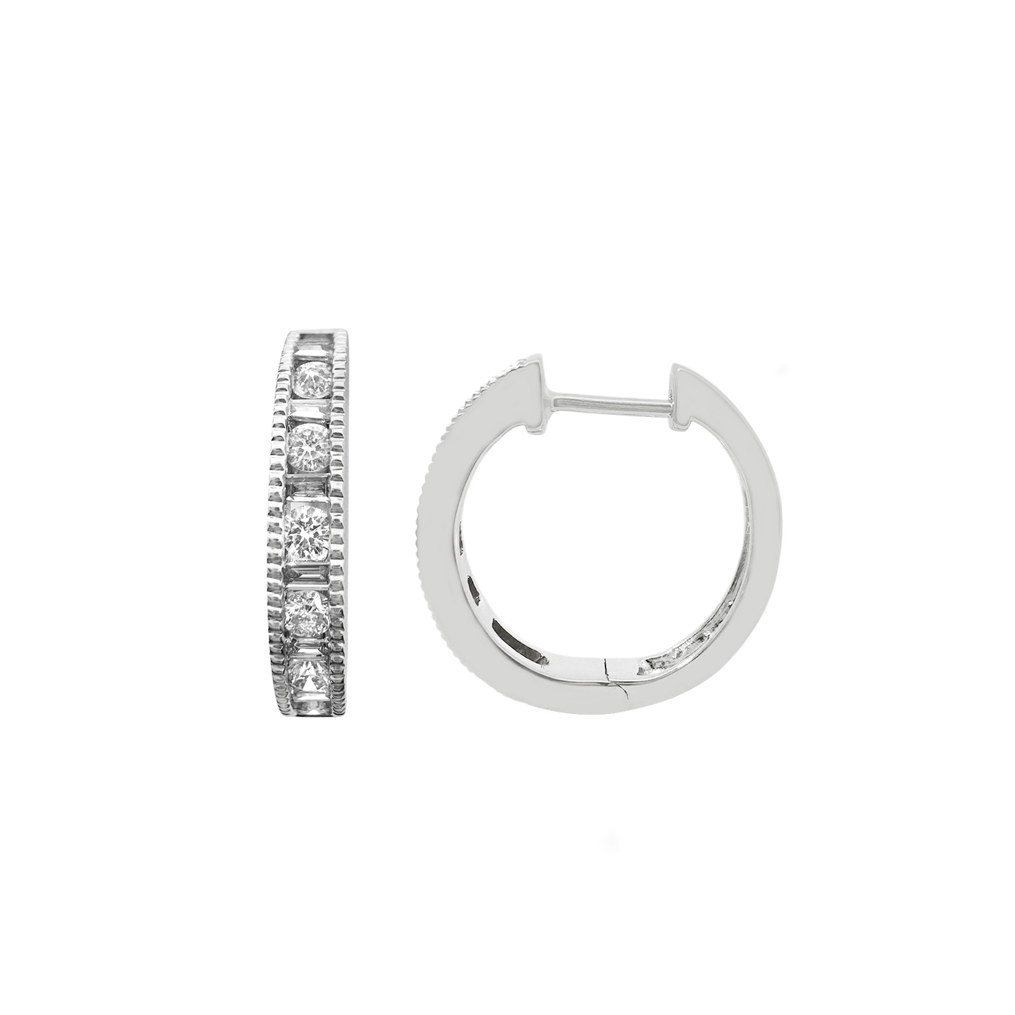 14K White Gold Diamond Hoop Earrings 2.7Dwt
