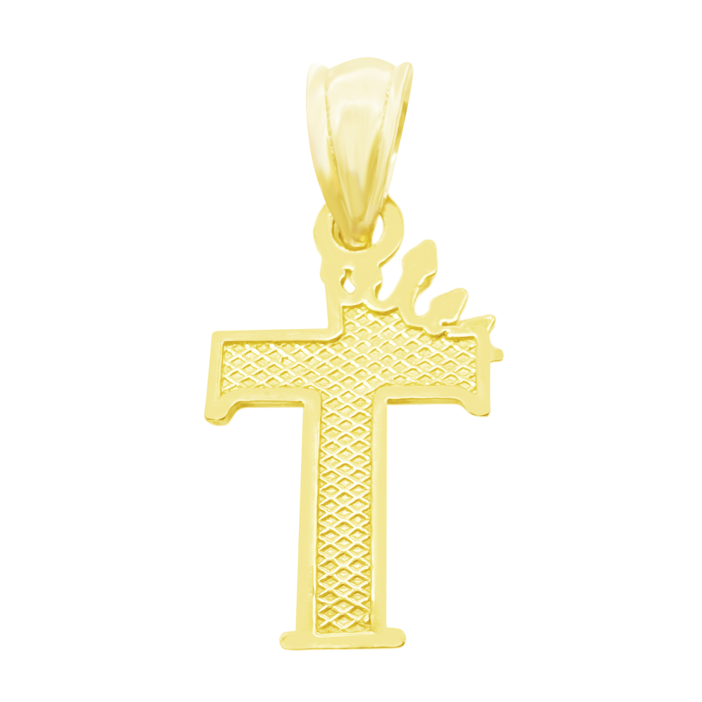 10K Yellow Gold Letter "T" Pendant 0.4Dwt