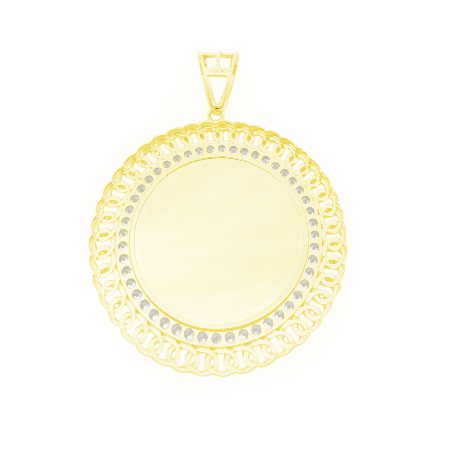 10K Yellow Gold Free Form Style Mirror W/ Cz Charm 8.3Dwt