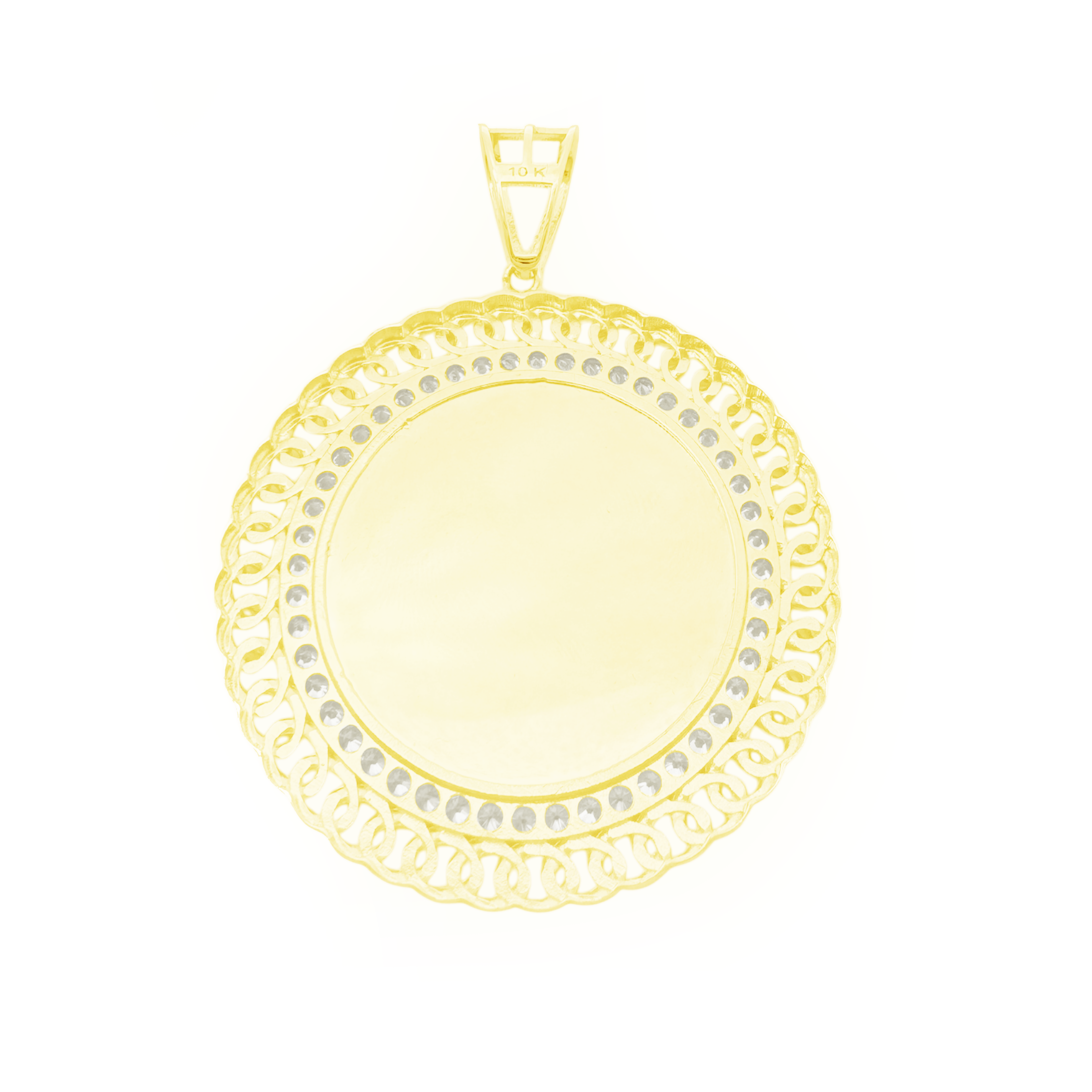 10K Yellow Gold Free Form Style Mirror W/ Cz Charm 8.3Dwt
