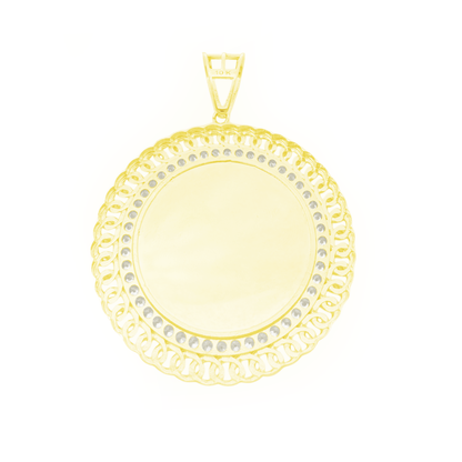 10K Yellow Gold Free Form Style Mirror W/ Cz Charm 8.3Dwt