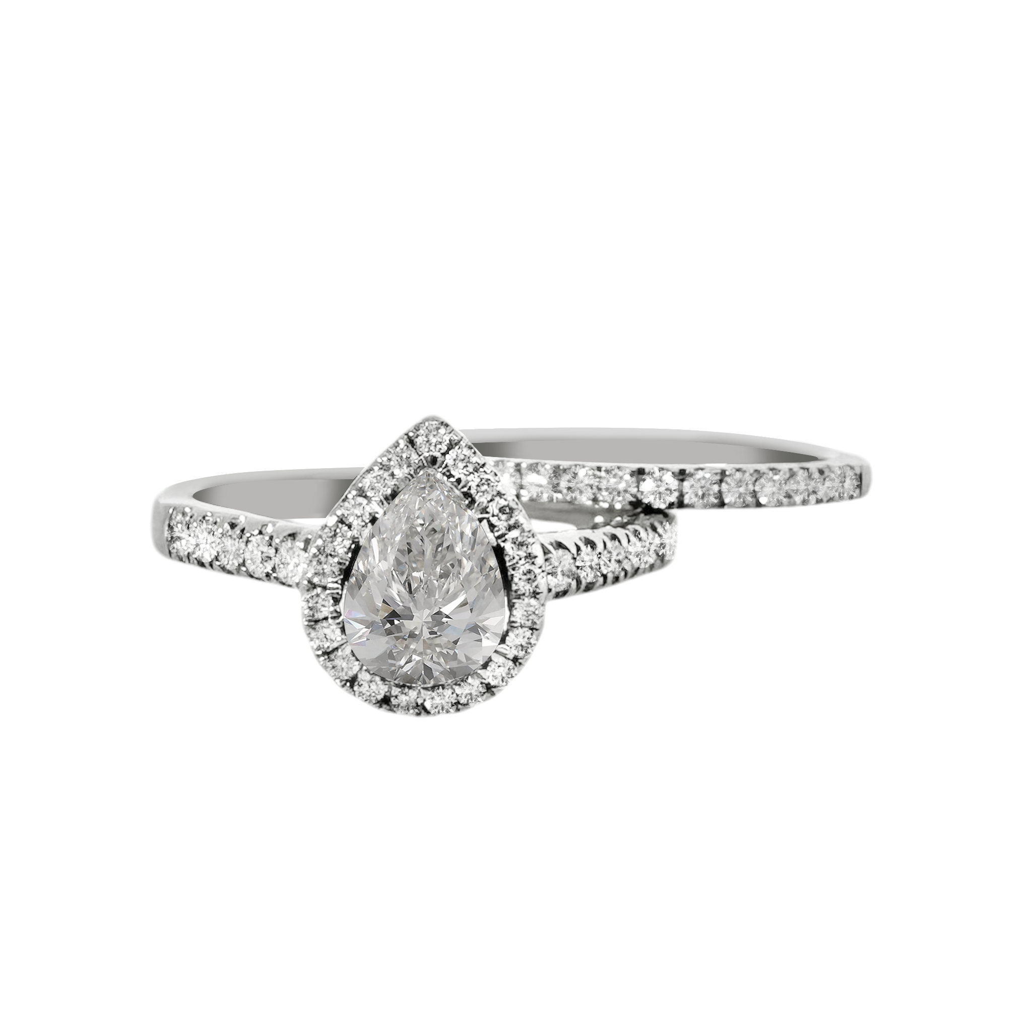 14K White Gold Diamond Wedding Set Ring Size 8.5 3.4Dwt