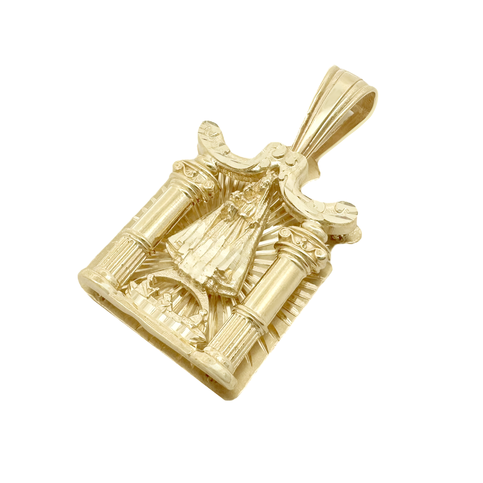 10K Yellow Gold 3D Caridad Del Cobre Pendant 8.9Dwt