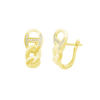 10K Yellow Gold Cz Link Style Fashion Earrings 2.1Dwt