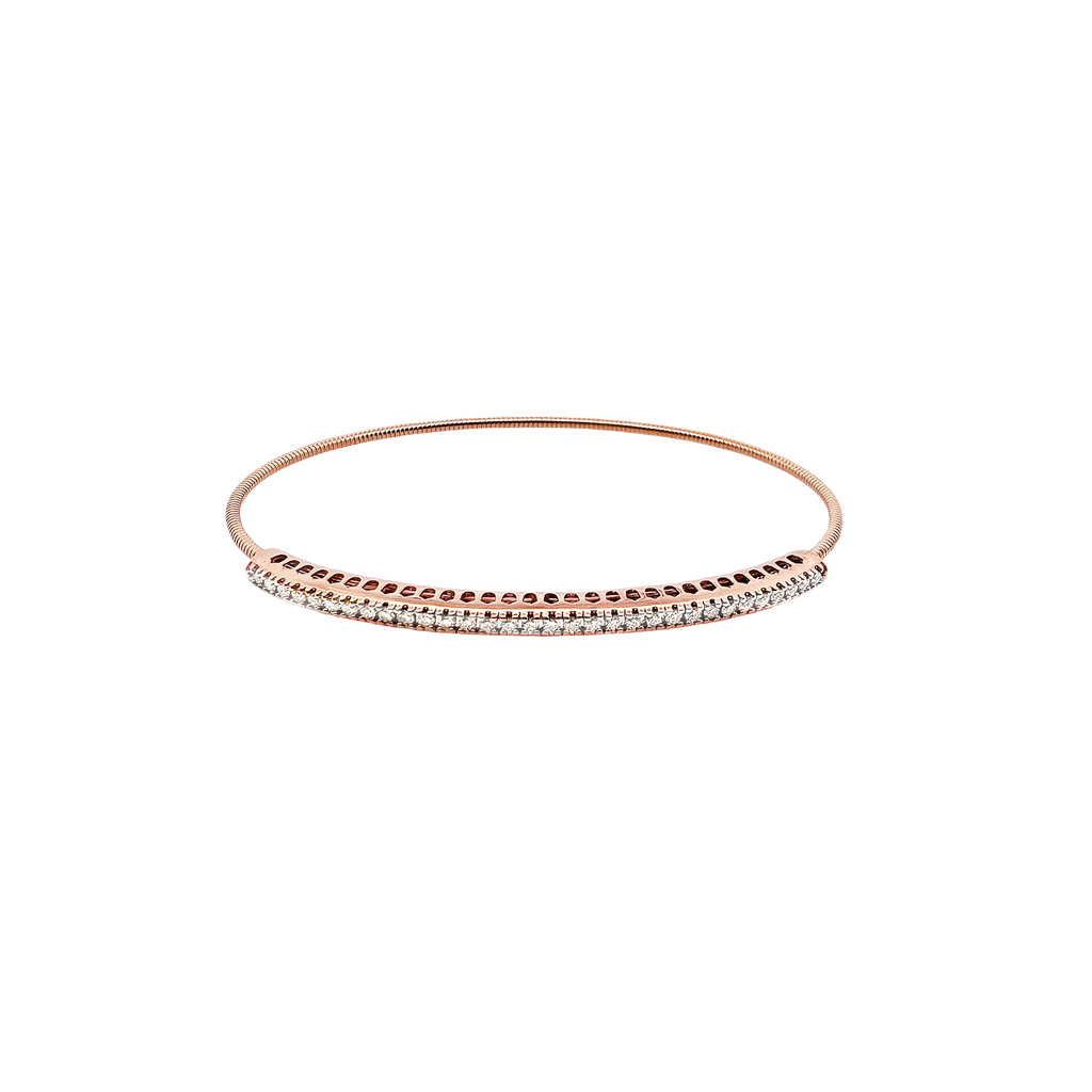 1/2Ctw 14K Rose Gold Diamond + Titanium Wire Bangle 3.7Dwt