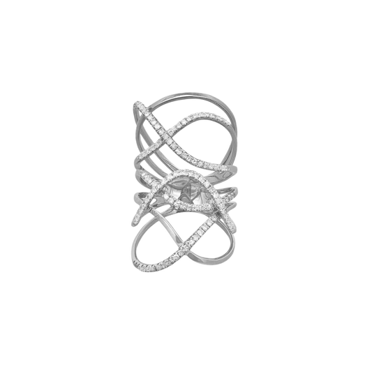 14K White Gold Diamond Fashion Ring Size 7 4.3Dwt