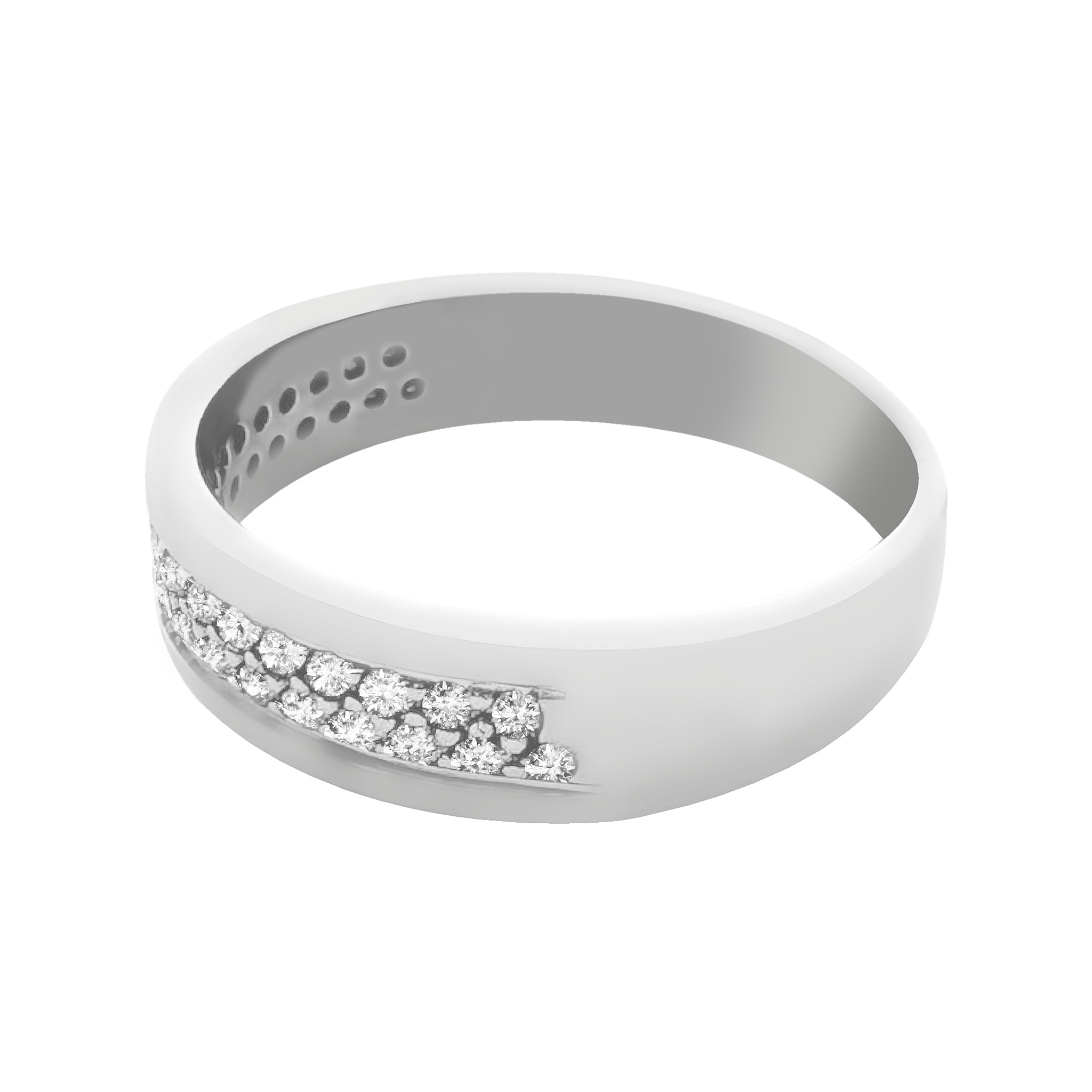 14K White Gold Diamond Wedding Band Mens Size 8.75 4.3Dwt