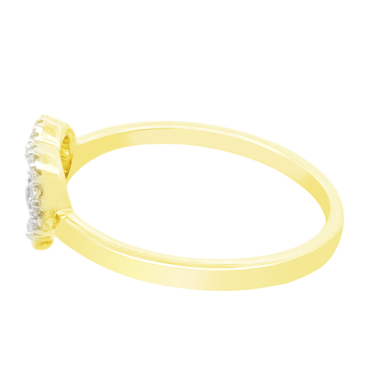 0.06Ctw 10K Yellow Gold Diamond Heart Fashion Ring Size 7 1.1Dwt