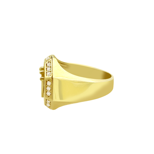10K Yellow Gold Cz Rolex Style Fashion Ring Size 10  5.4Dwt