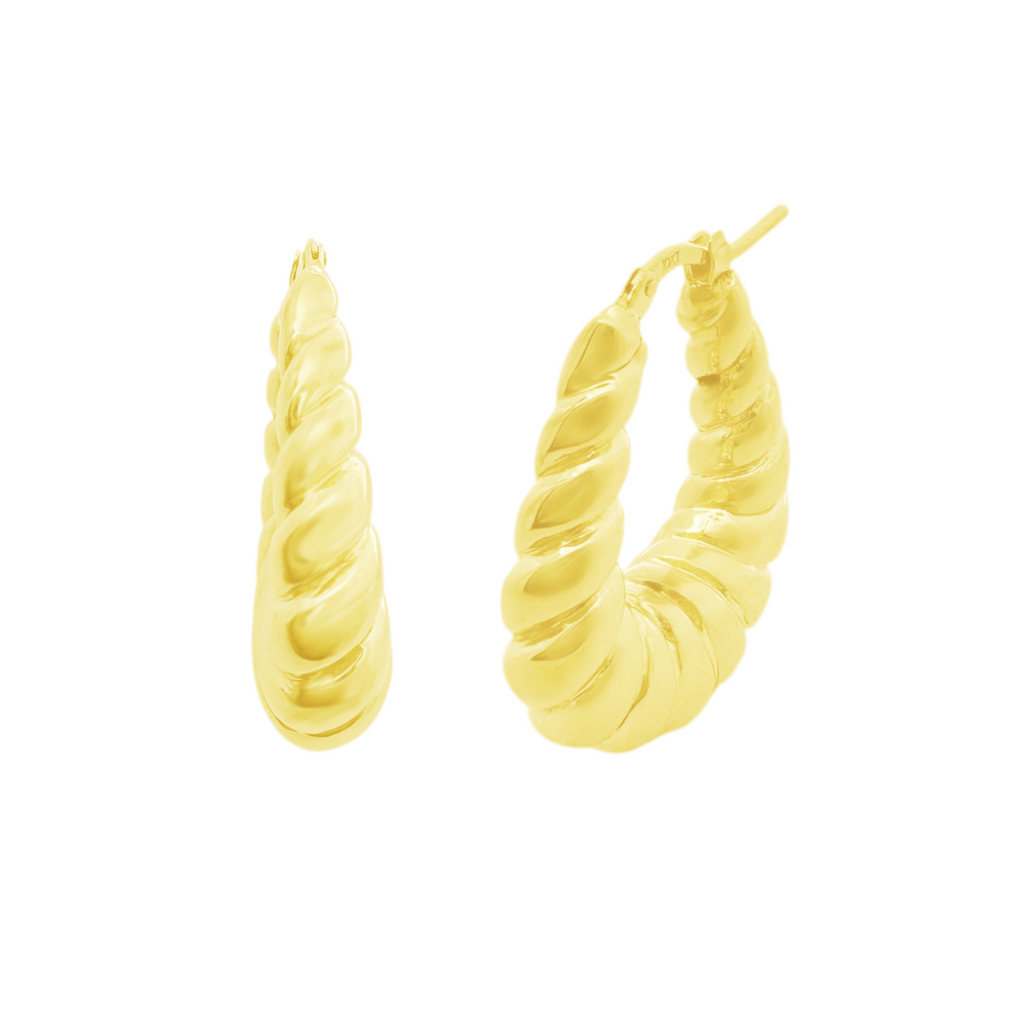 10K Yellow Gold Hollow Hoop Earrings 3.4Dwt