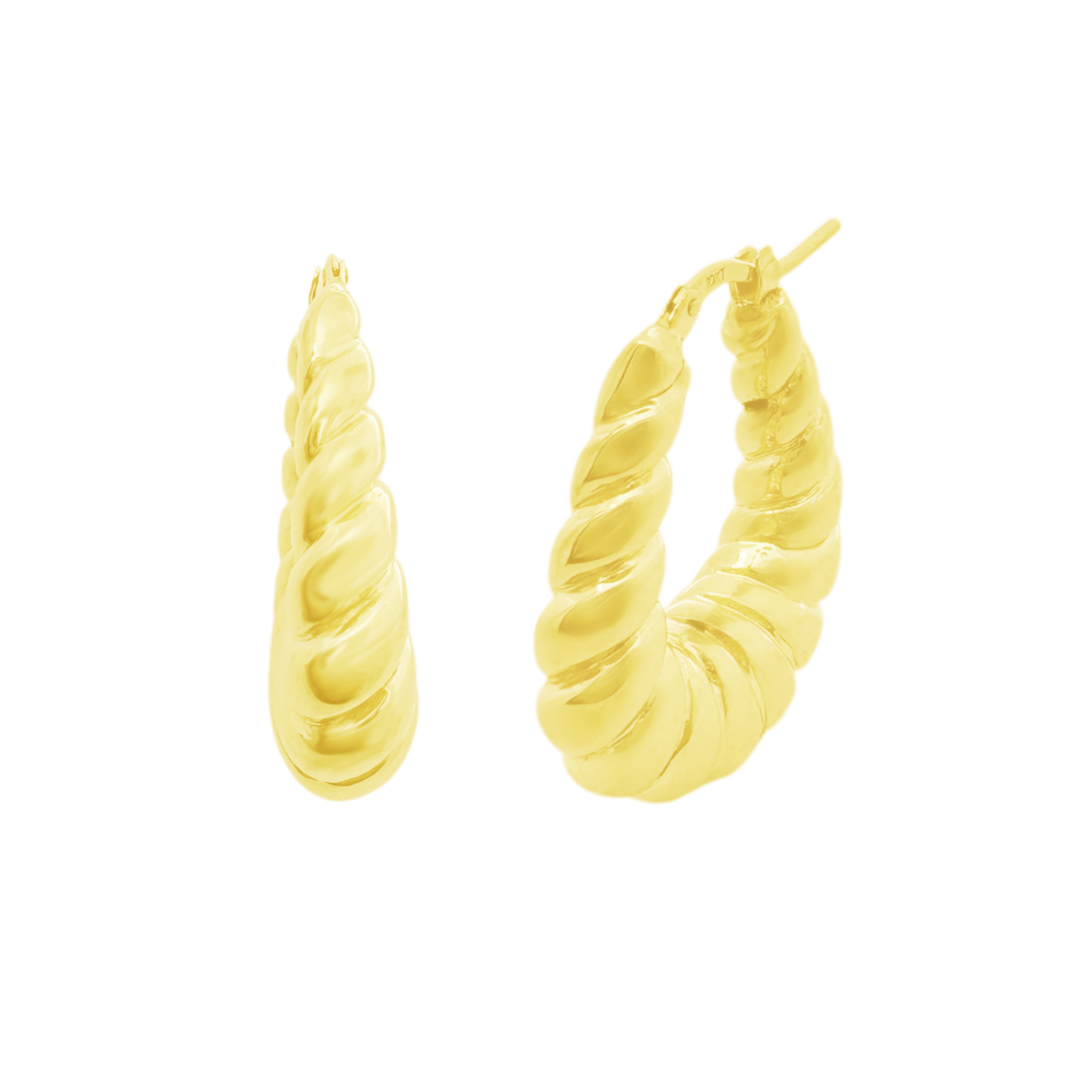 10K Yellow Gold Hollow Hoop Earrings 3.4Dwt