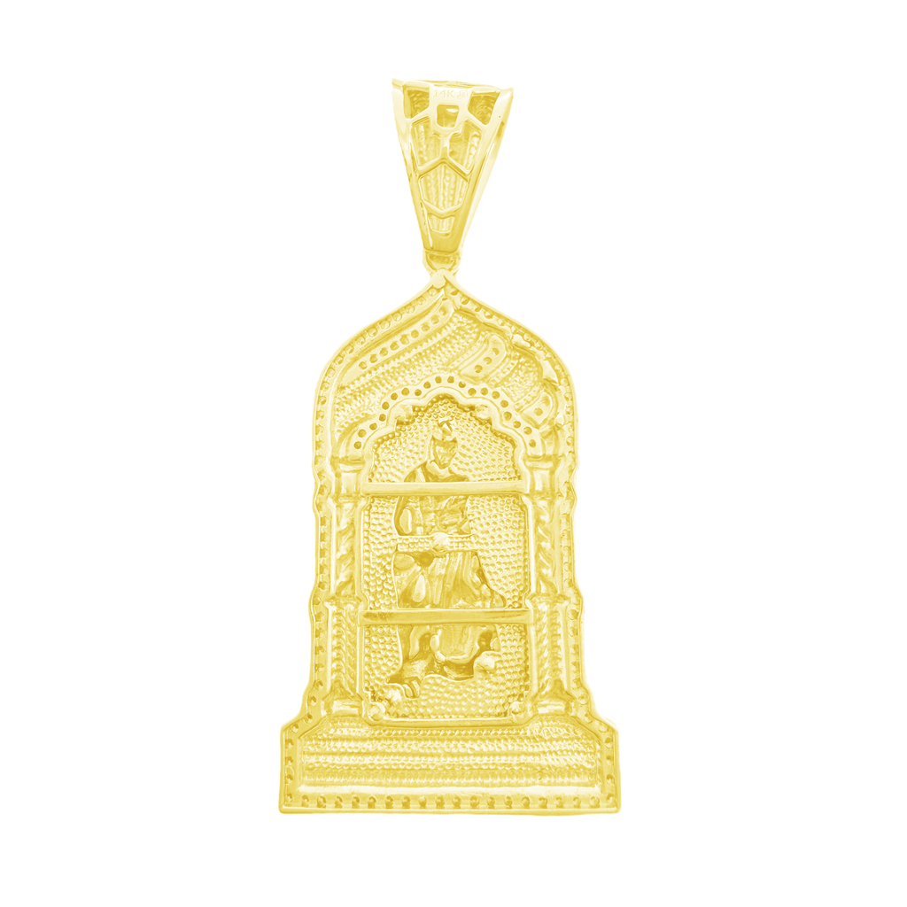 14K Yellow Gold Cz San Lazaro Pendant 10.6Dwt