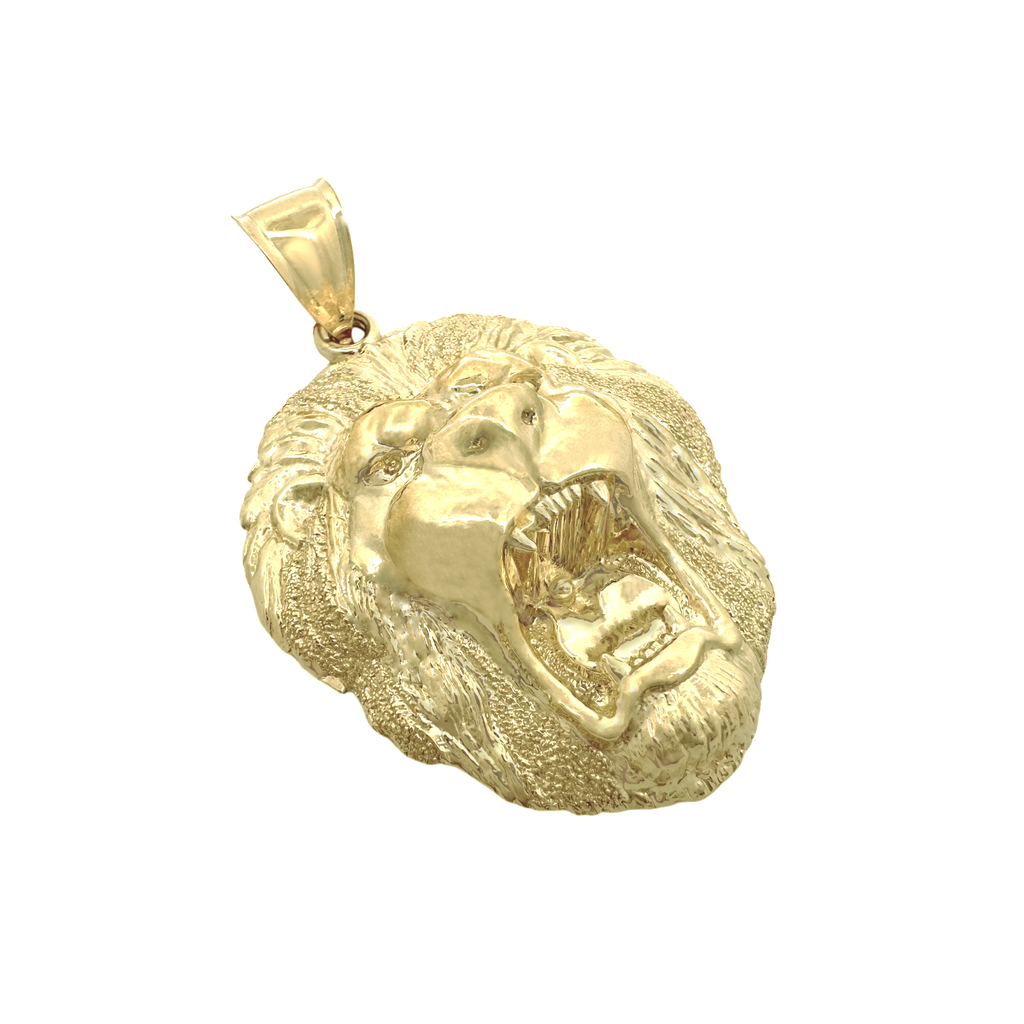 10K Yellow Gold Large Lion Head Pendant 6.4Dwt