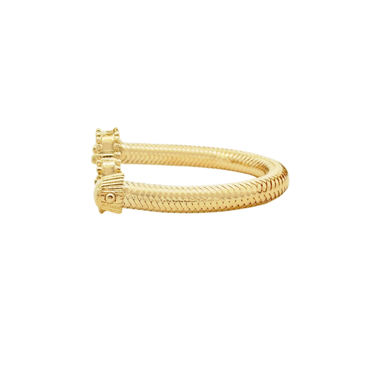 10K Yellow Gold Red & Gold Flower Reversible Stretch Ring 1.1Dwt