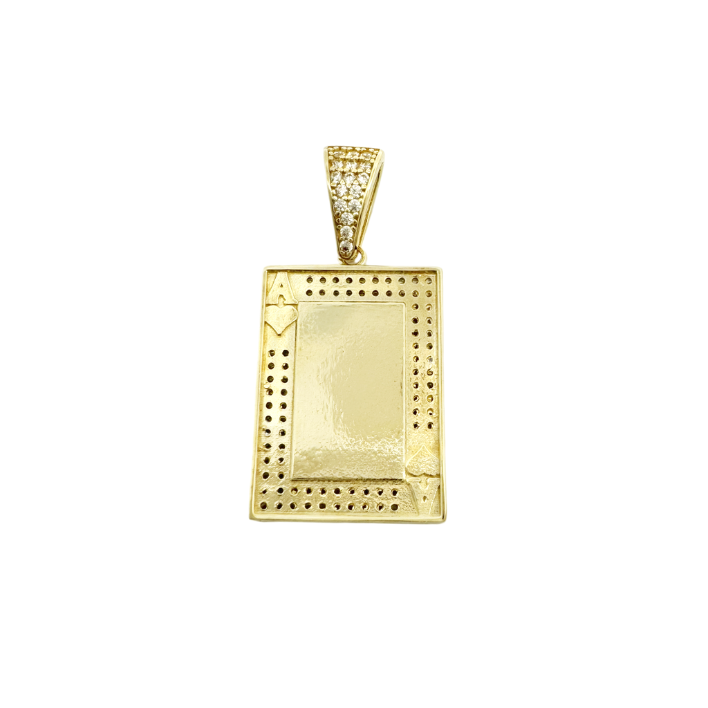 10K Yellow Gold Cz Ace Of Hearts Card Pendant 2.8Dwt