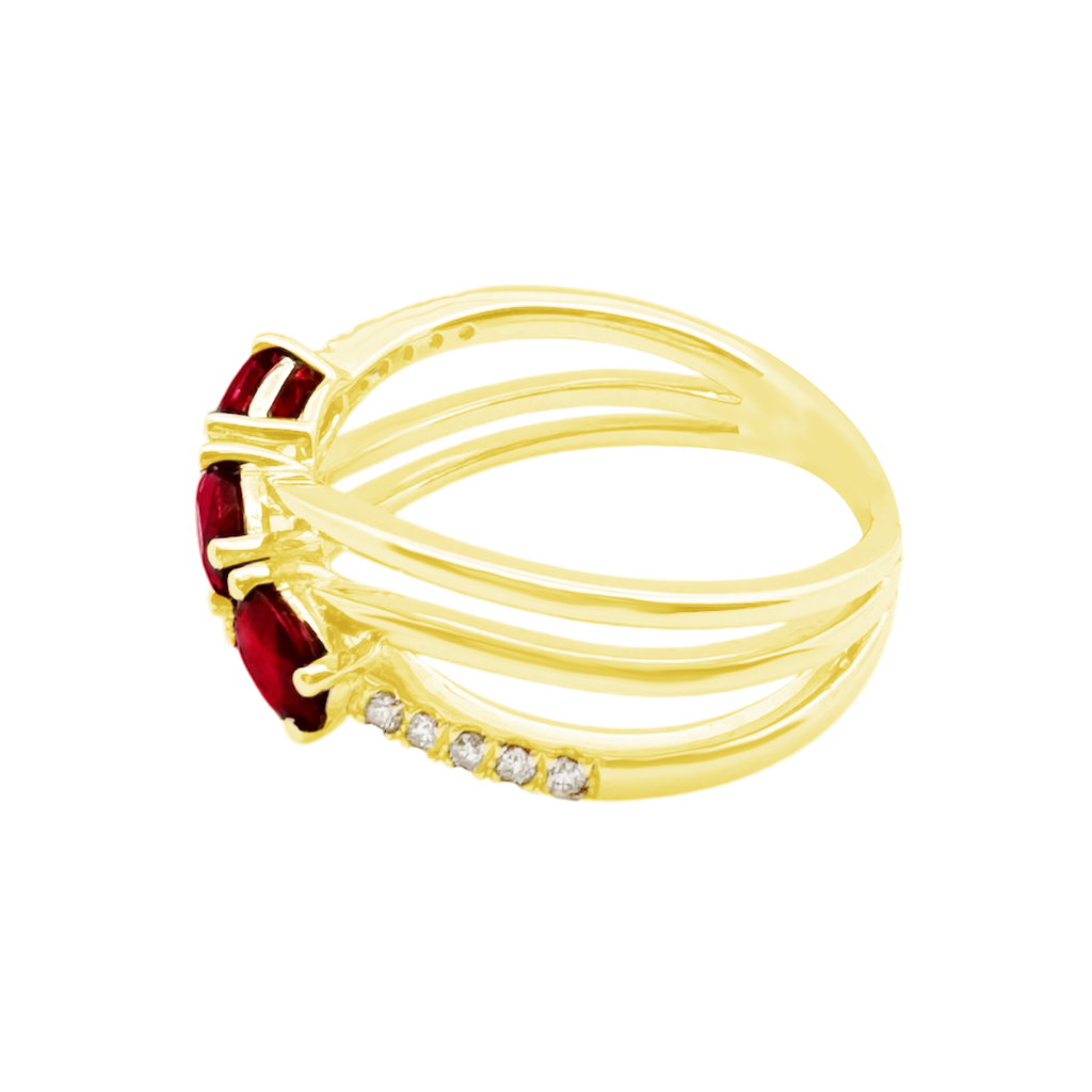 0.07Ct Dia 0.73Ct Ru 14K Yellow Gold Dia & Ruby Fashion Ring Size 7 2.4Dwt