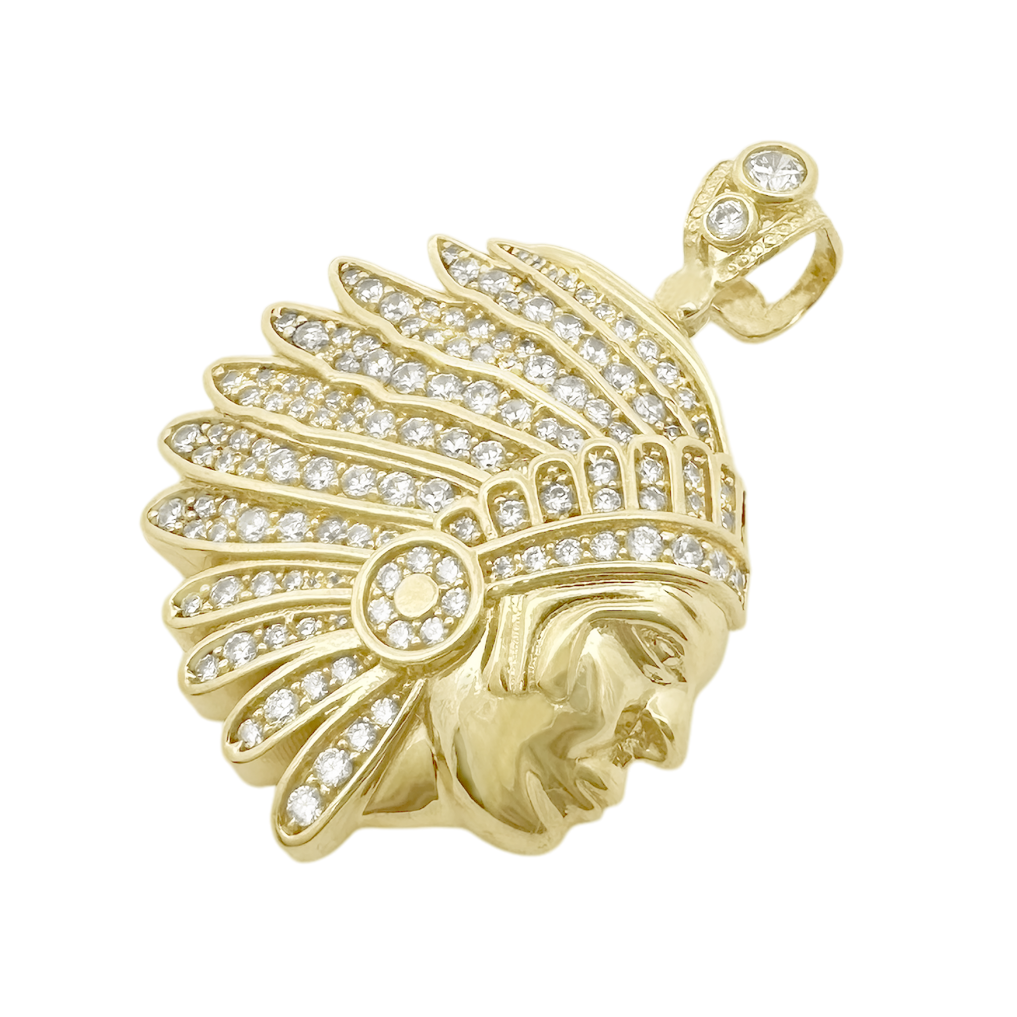 10K Yellow Gold Indian Chief Pendant 8.7Dwt