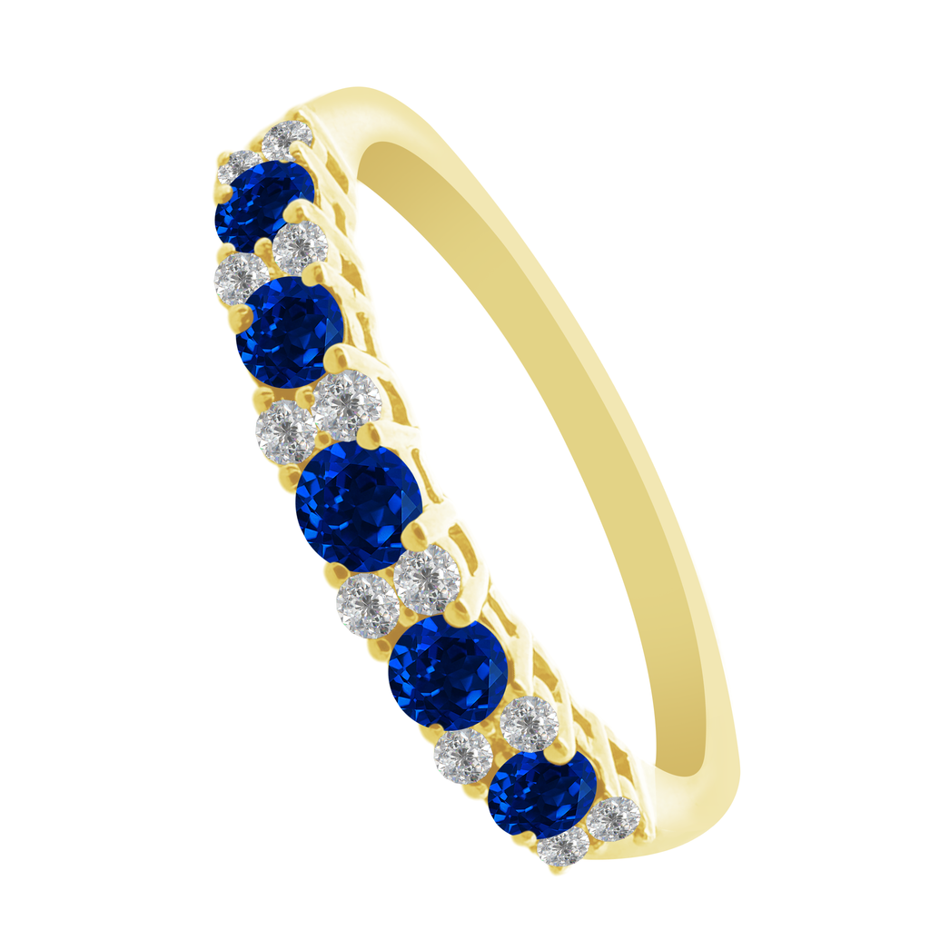 0.12 Dird 0.39 Sard 14K Yellow Gold Diam & Sappire Band Ring Size 7 1.5Dwt
