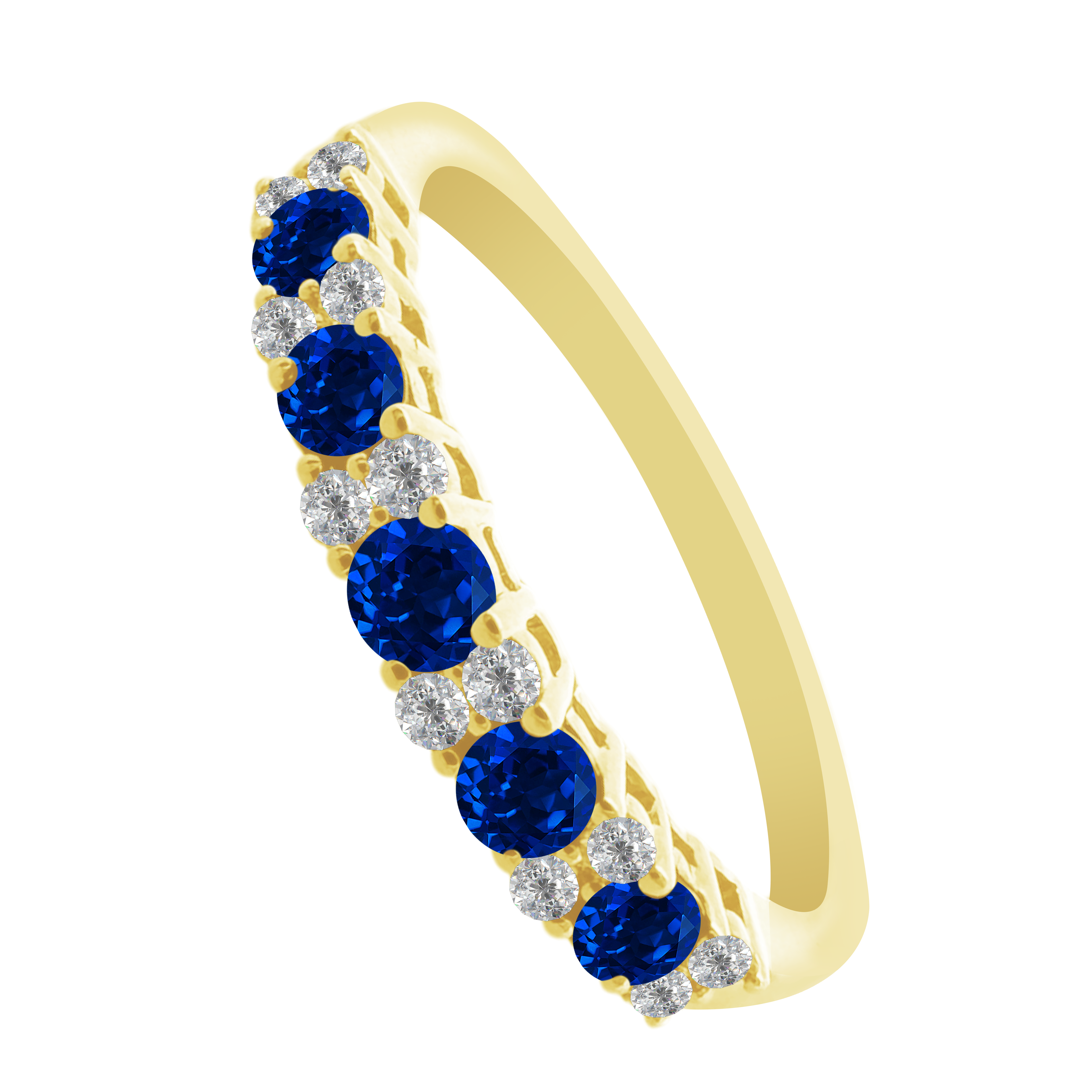 0.12 Dird 0.39 Sard 14K Yellow Gold Diam & Sappire Band Ring Size 7 1.5Dwt
