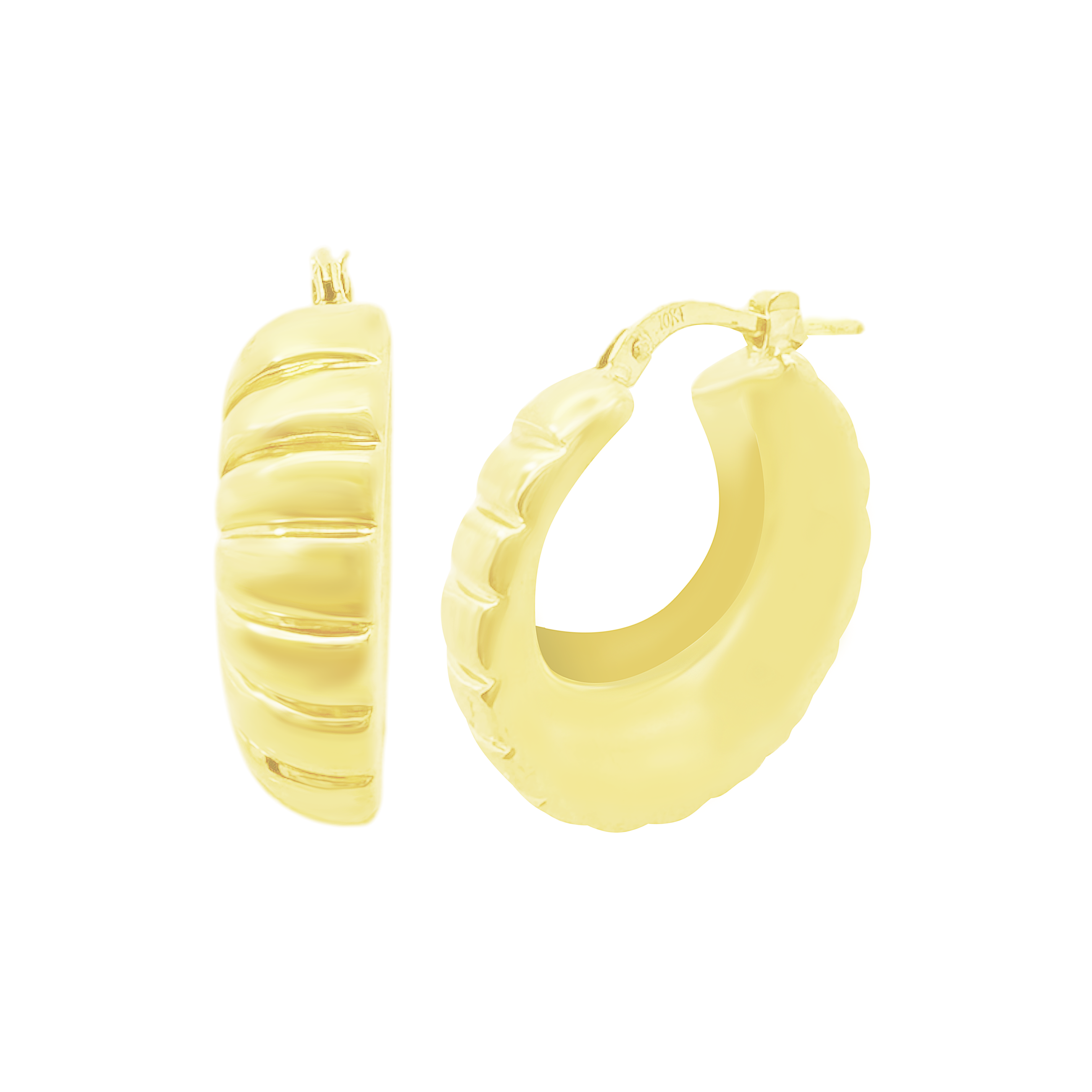 10K Yellow Gold Hollow Hoop Earrings 2.6Dwt