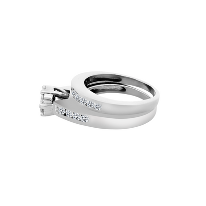 10K White Gold Diamond Wedding Set Ring Size 5.5 3.8Dwt