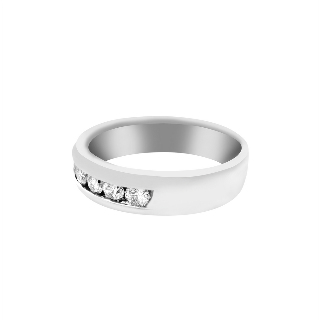 14K White Gold Diamond Wedding Band Mens Ring Size 12 4.4Dwt