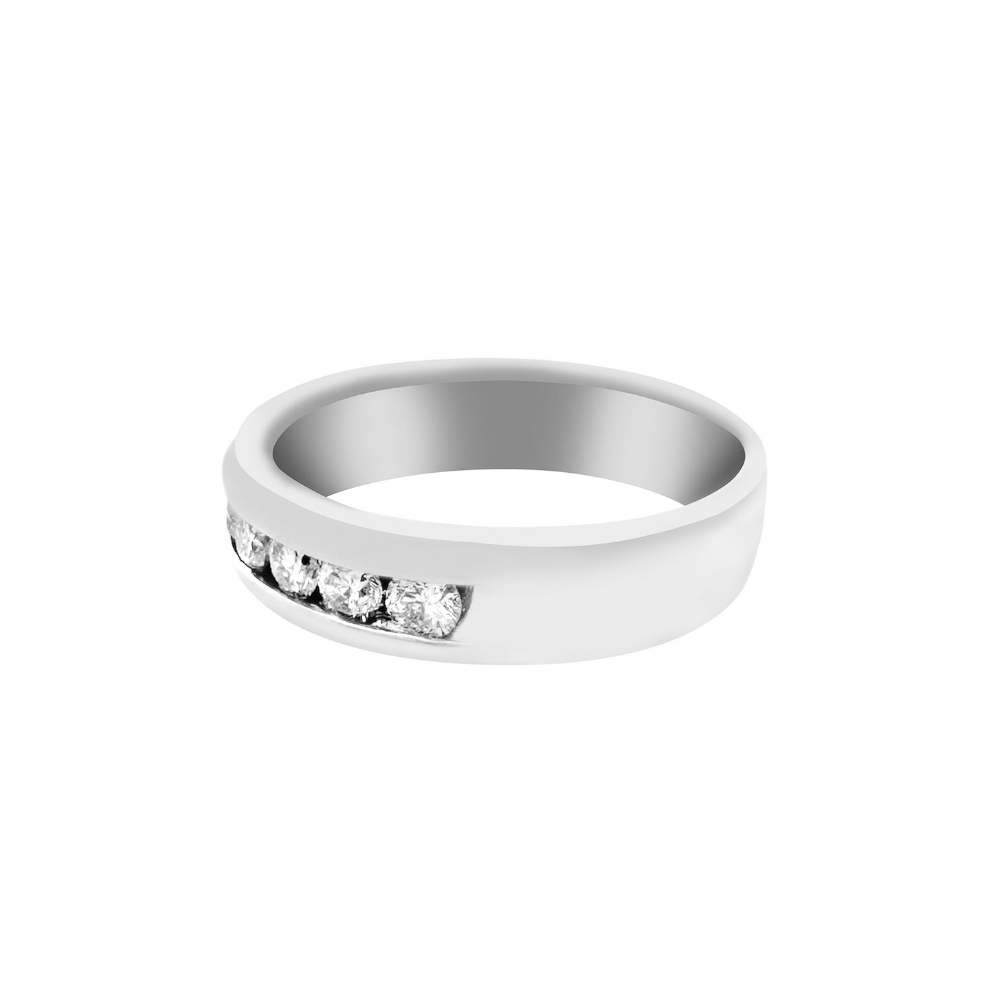 14K White Gold Diamond Wedding Band Mens Ring Size 12 4.4Dwt