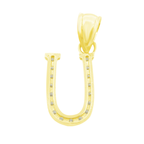 10K Yellow Gold Cubic Zirconia Letter "U" Pendant 0.5Dwt