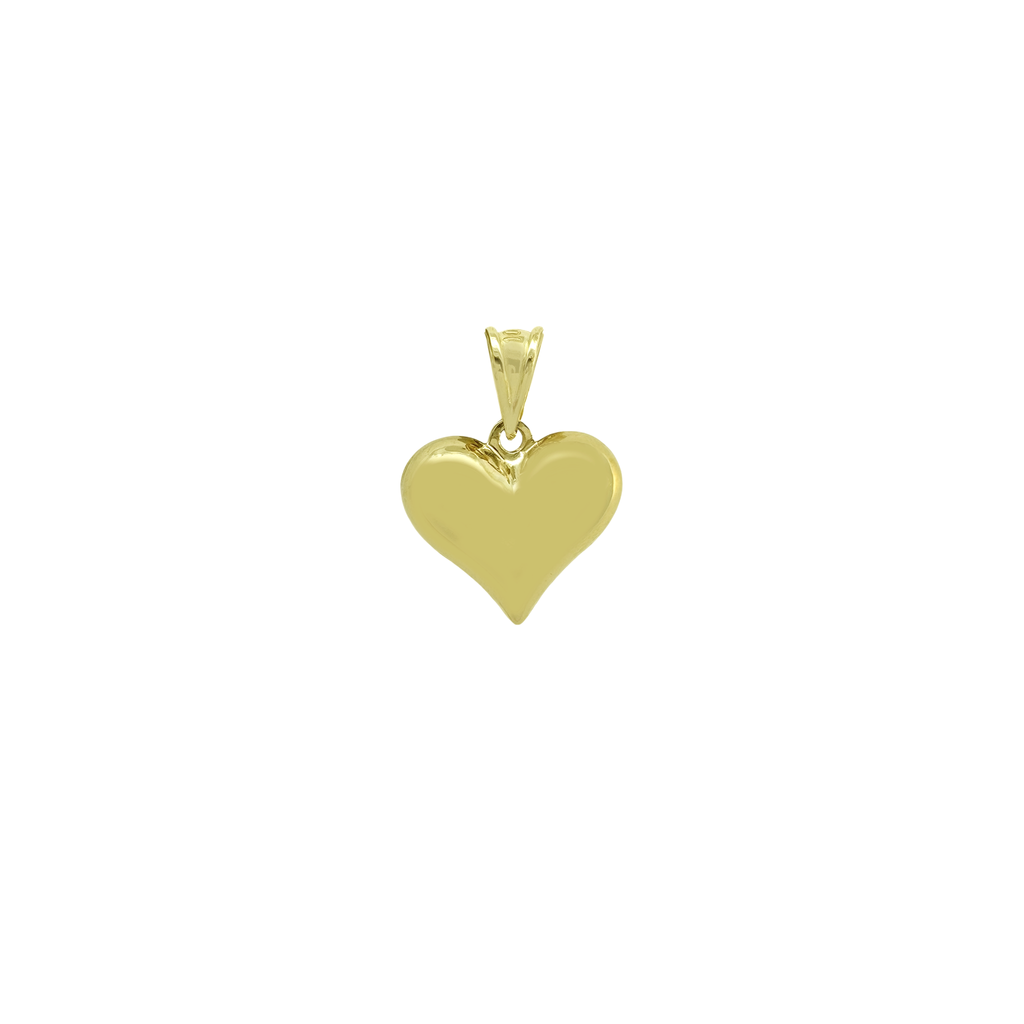 10K Yellow Gold Puff Heart Pendant 0.5Dwt