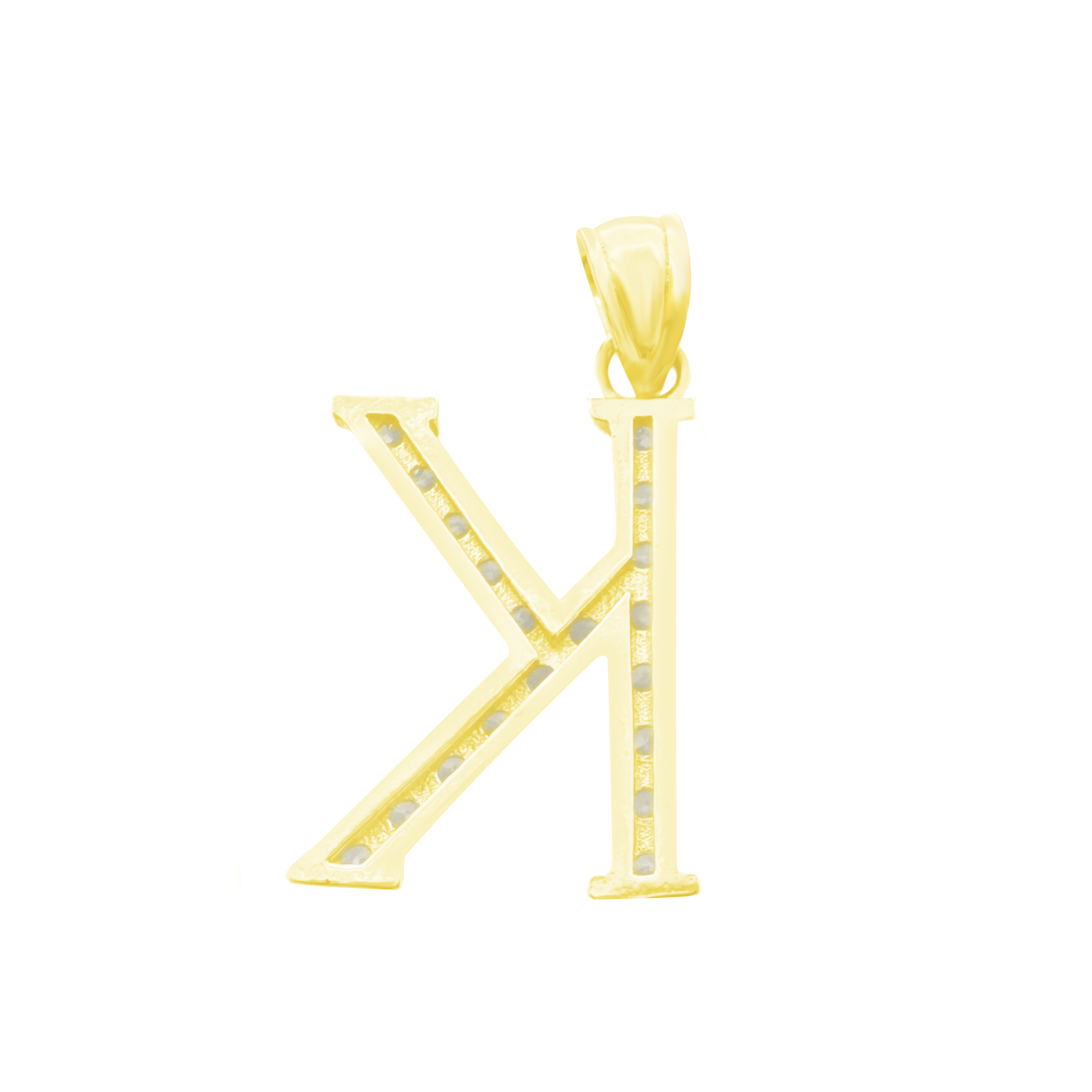 10K Yellow Gold Cubic Zirconia Letter "K" Pendant 0.5Dwt