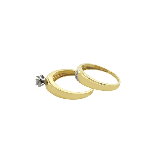 14K Yellow Gold Diamond Wedding Set Ring Size 7 3.0Dwt