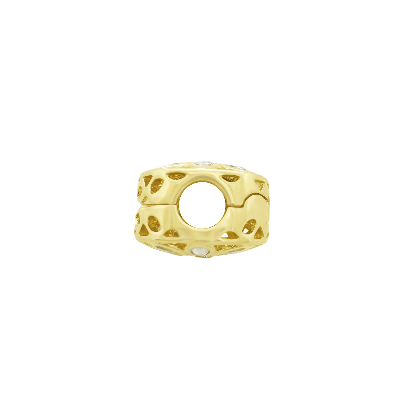 14K Yellow Gold Cz Flower Bead Charms 1.7Dwt