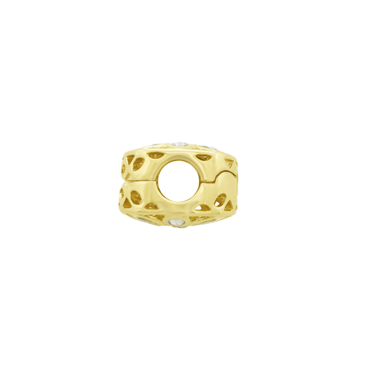 14K Yellow Gold Cz Flower Bead Charms 1.7Dwt