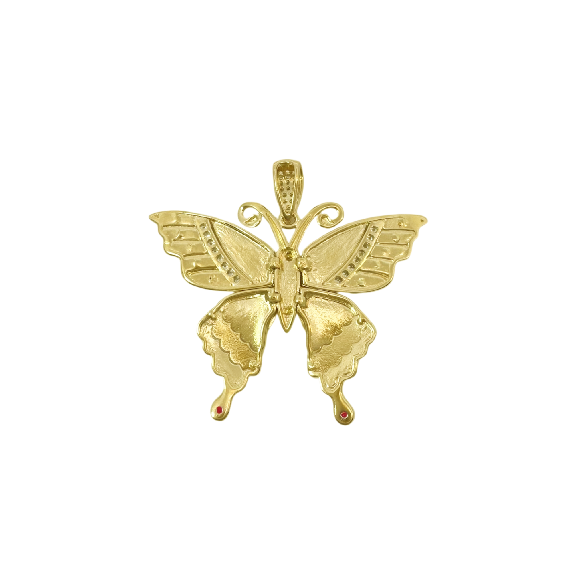 14K Yellow Gold Cz Butterfly Pendant 5.5Dwt