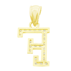 10K Yellow Gold Cubic Zirconia Letter "F" Pendant 0.4Dwt