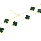 10K Yellow Gold Green Flowers Necklace 16In 11.4Dwt