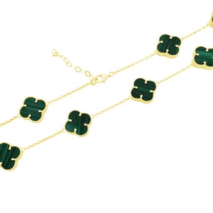 10K Yellow Gold Green Flowers Necklace 16In 11.4Dwt