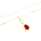 0.07Ct Dia 0.55Ct Ru 14K Yellow Gold Ruby Pendant Necklace 18In 1.2Dwt