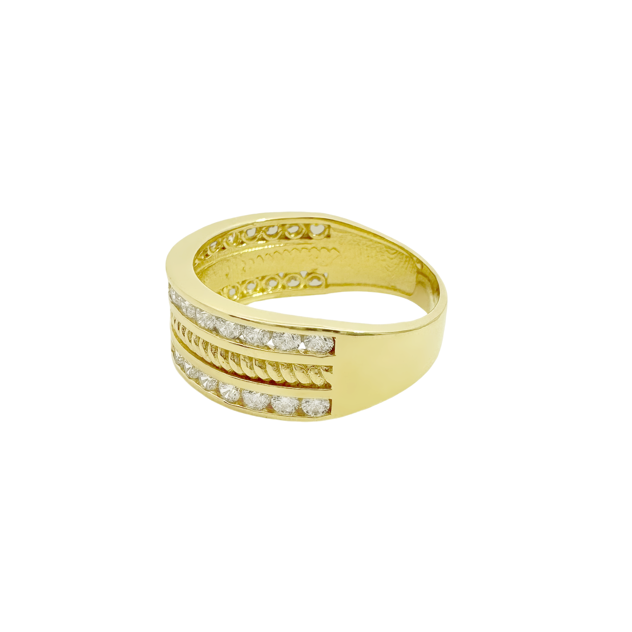10K Yellow Gold Cz Fashion Mens Ring Size 9.5 3.8Dwt