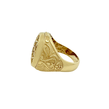 10K Yellow Gold Cz Rosetta Fashion Mens Ring Size 11 6.2Dwt
