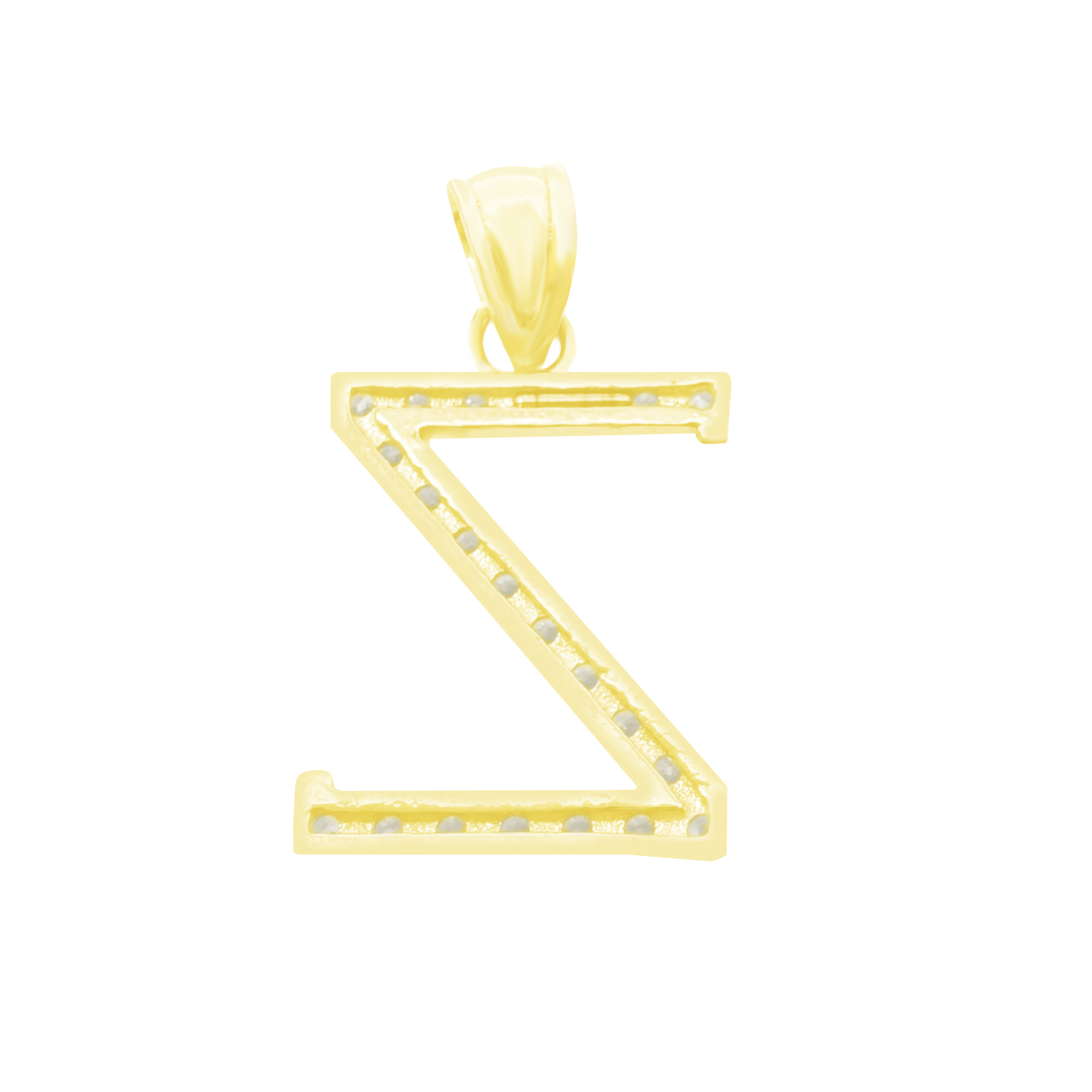 10K Yellow Gold Cubic Zirconia Letter "Z" Pendant 0.5Dwt