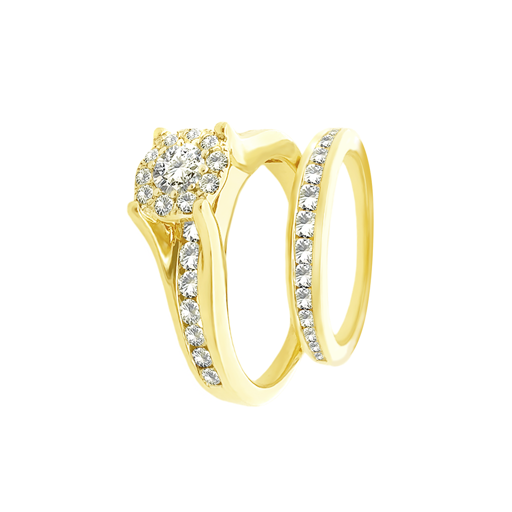 14K Yellow Gold Diamond Bridal Set Size 7 4.4Dwt