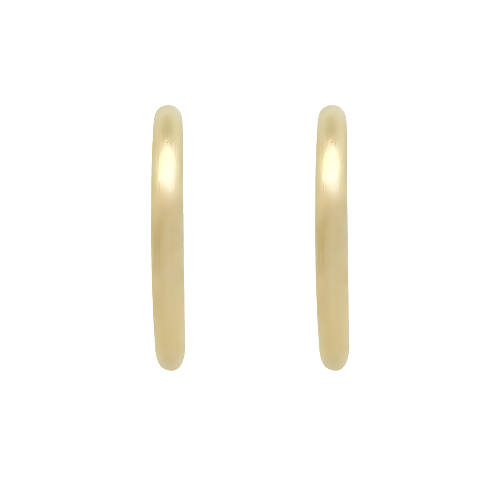 10K Yellow Gold Medium Plain Tube Hoop Earrings 3.2Dwt