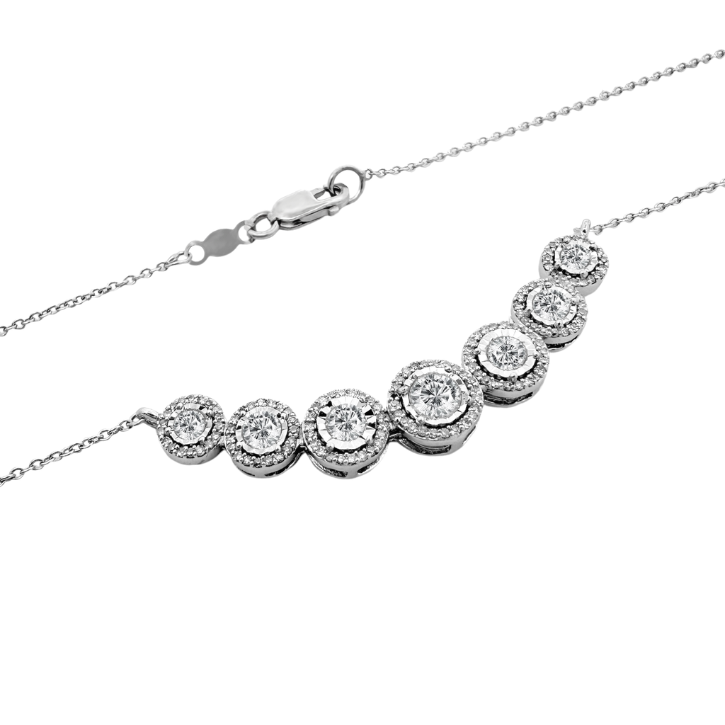 14K White Gold Diamond Necklace 16In 3.0Dwt