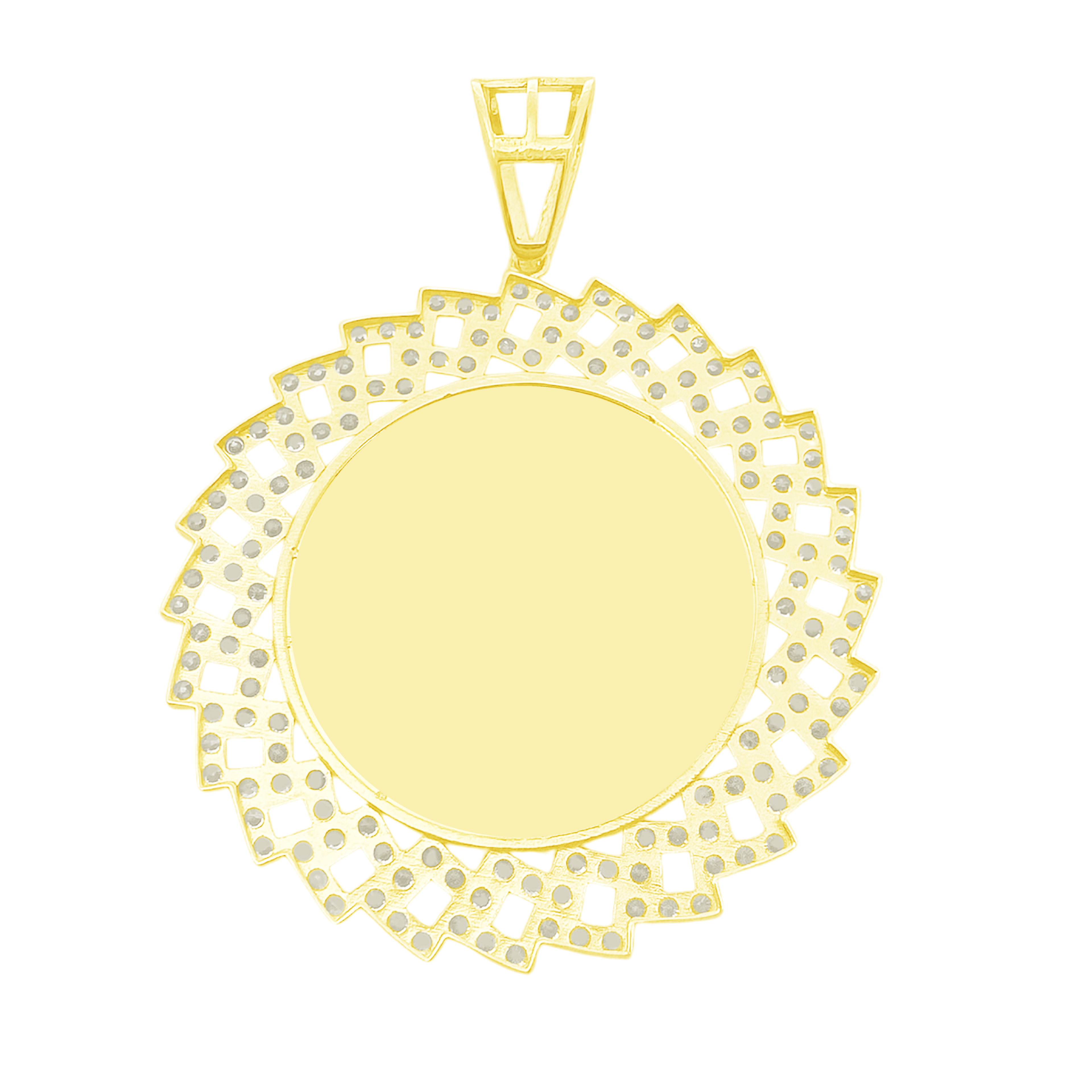 10K Yellow Gold Free Form Style Mirror W/ Cz Charm 7.6Dwt